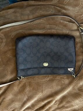 Coach Brown Signature Canvas Crossbody with Tan Accent